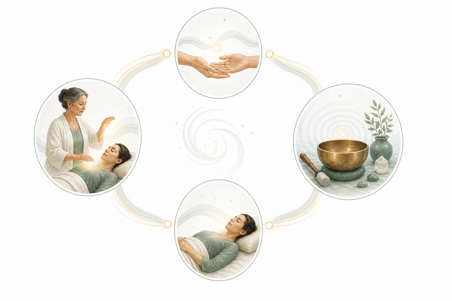 Venn diagram: Reiki (energy) and Sound Healing (vibration) overlapping