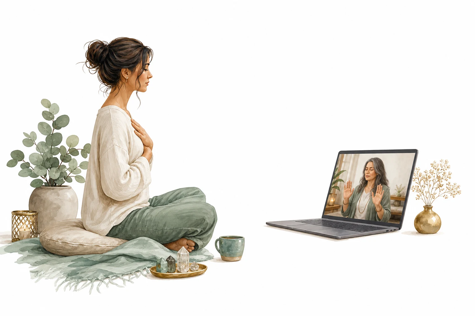 Computer screen with Reiki attunement and energy flowing