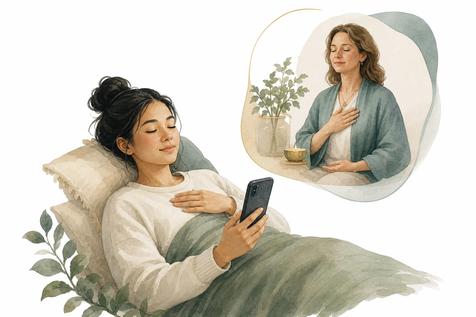 Phone with energy flowing, representing phone Reiki