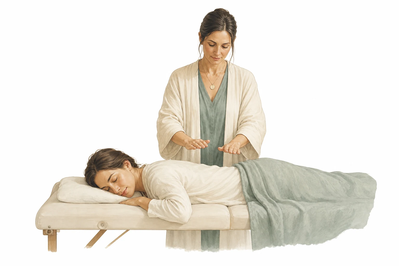 A person receiving gentle Reiki for back pain relief