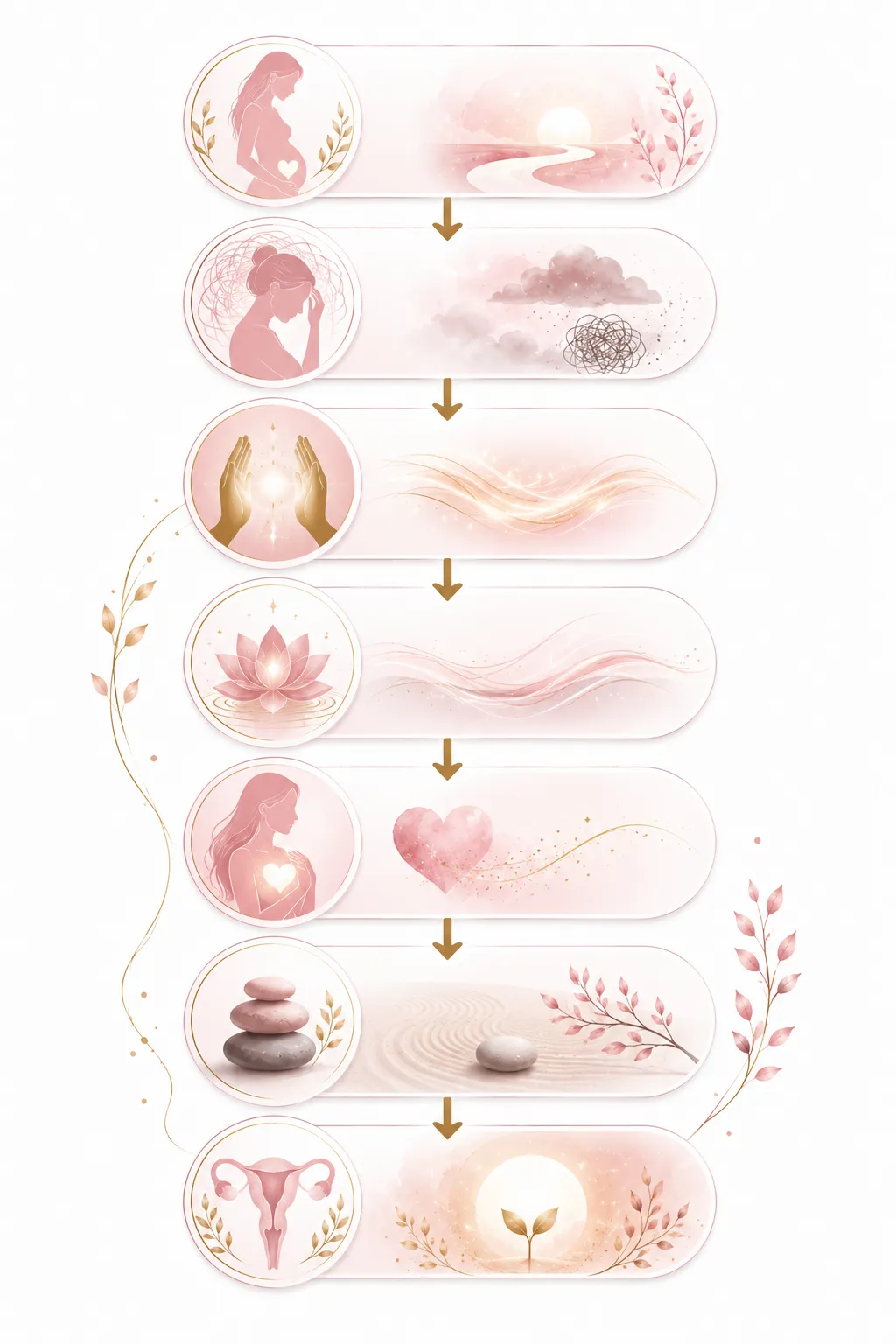 Flow diagram: Reiki to stress reduction to lower cortisol to better hormonal balance