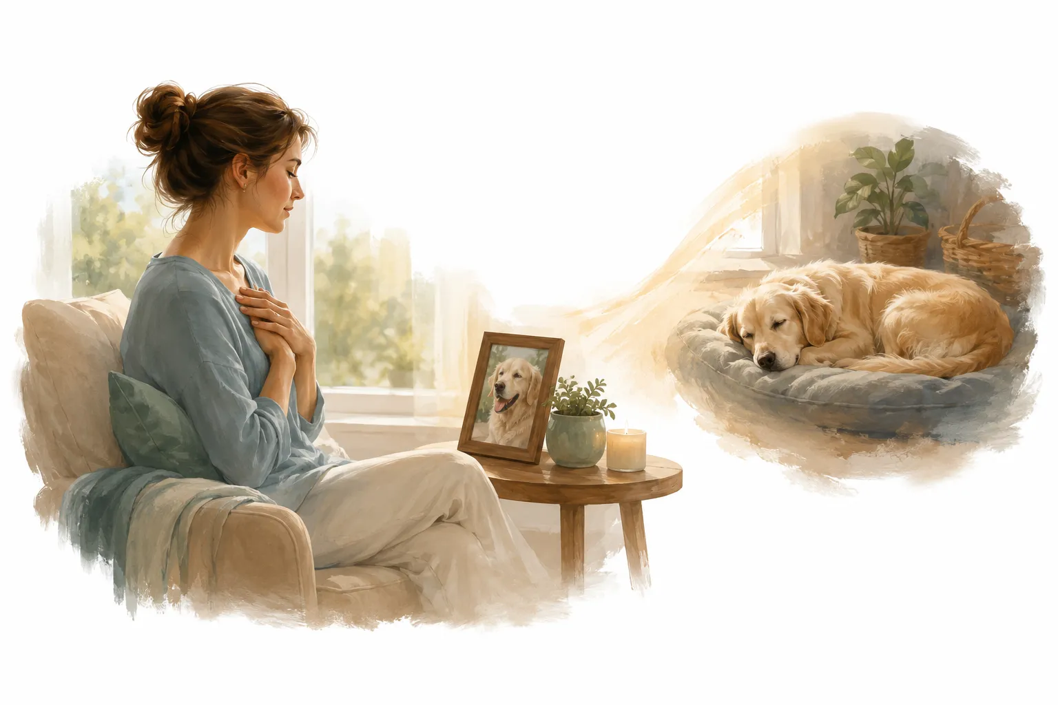 Energy flowing across distance to a pet, representing distance Reiki