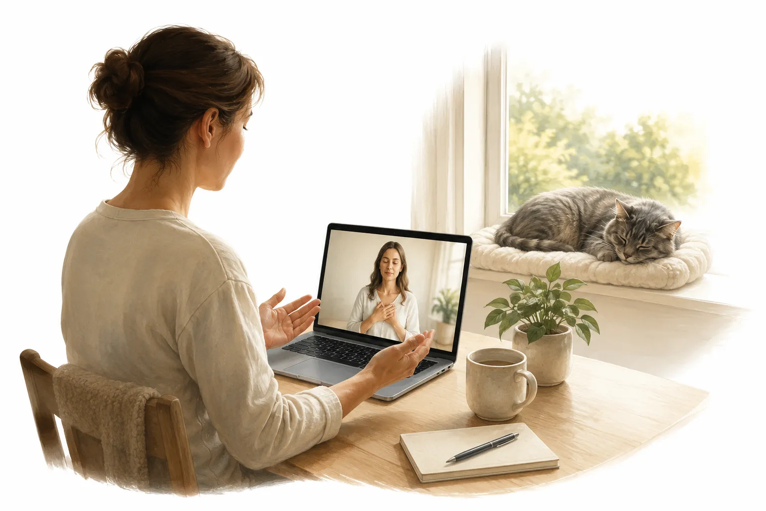 Cat receiving virtual Reiki through a screen