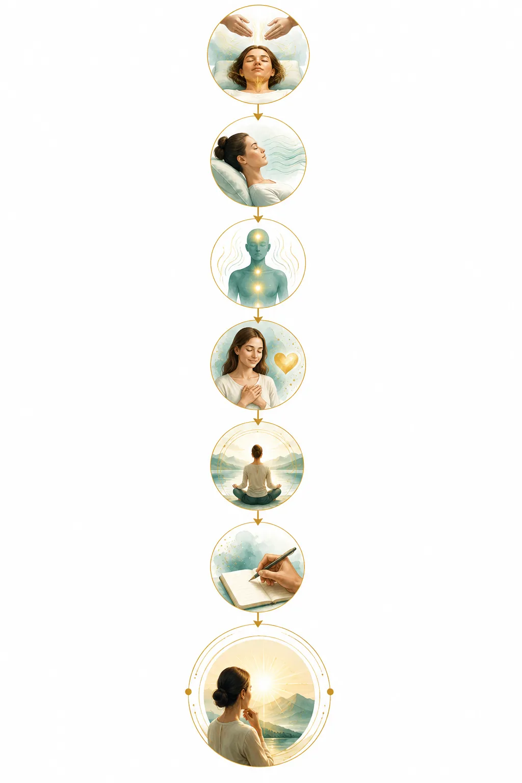 Spectrum diagram showing subtle to obvious signs of Reiki working