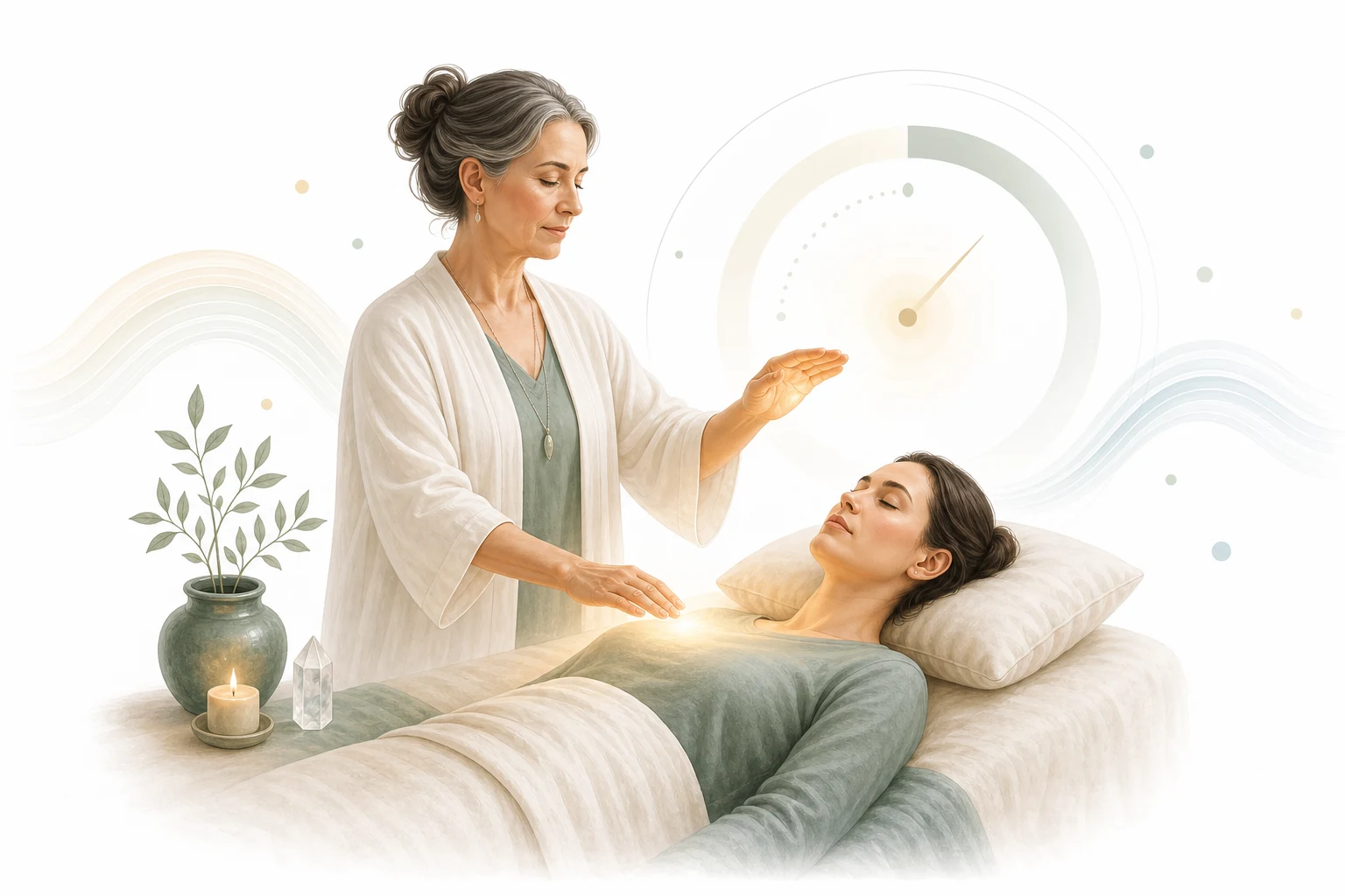 Clock showing Reiki hand position duration