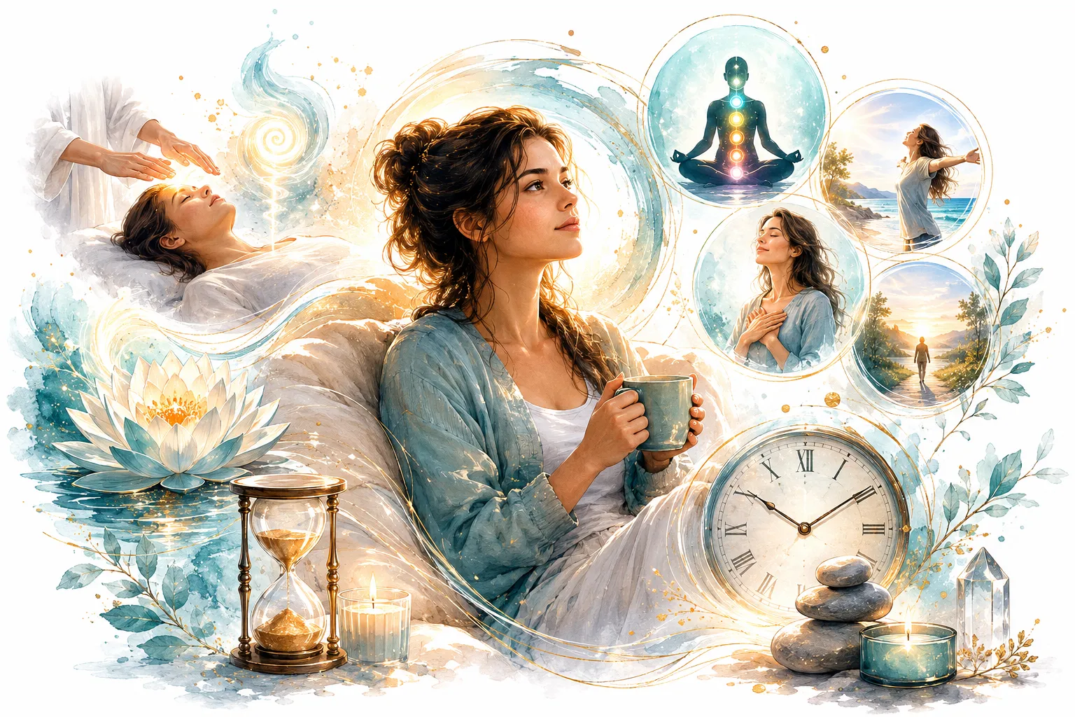Calendar showing regular Reiki sessions with a relaxing image