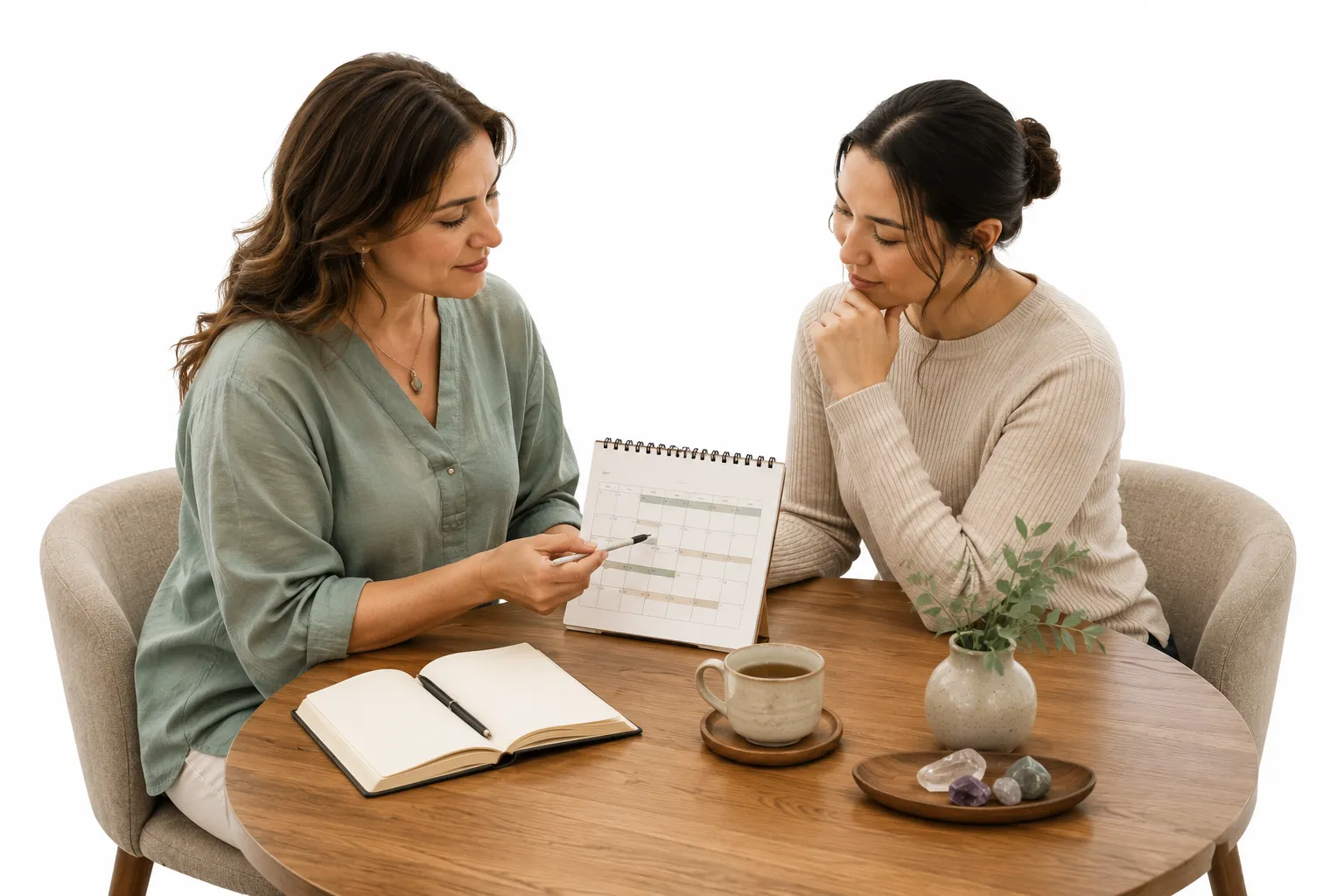 Calendar showing regular Reiki sessions and daily self-Reiki