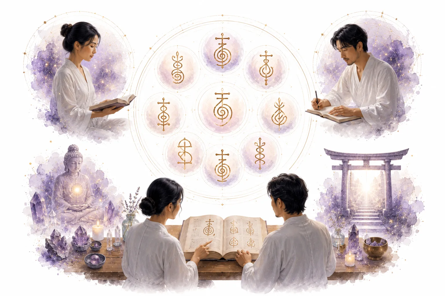 The four main Reiki symbols displayed together