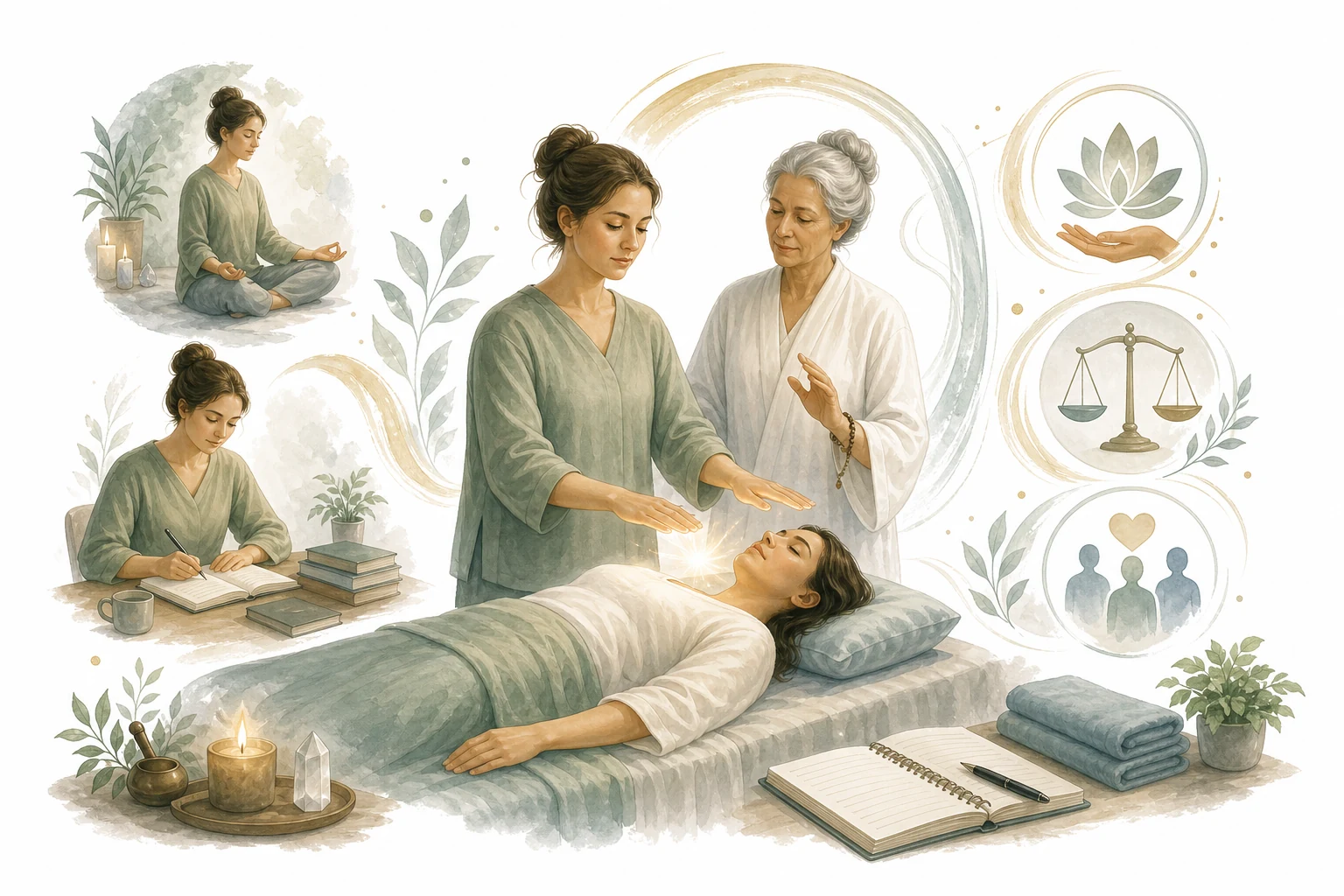 Reiki practitioner giving a session, representing the healing career path