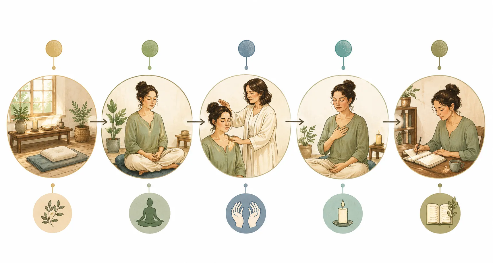 Flow diagram: Preparation to Ceremony to Completion to Aftercare