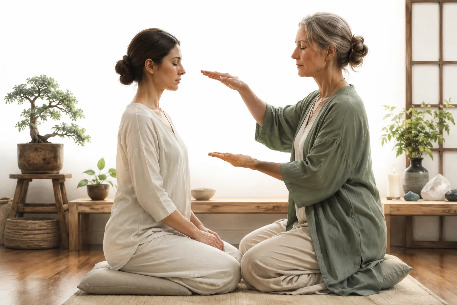 Reiki Master giving an attunement ceremony