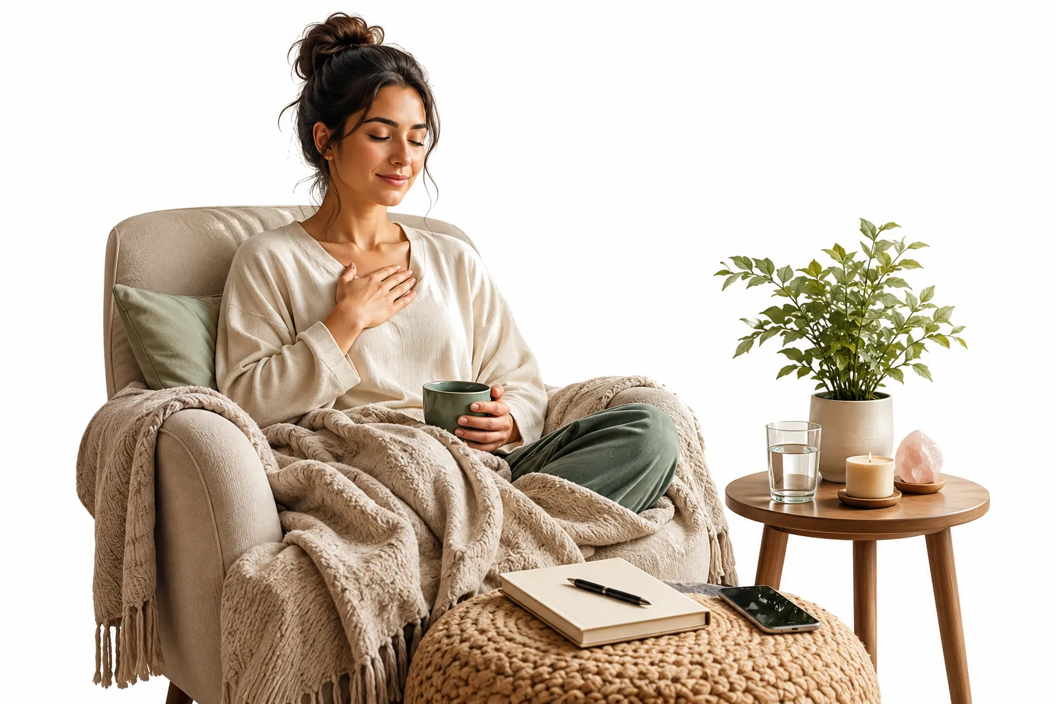 Person in a quiet space preparing for distance Reiki