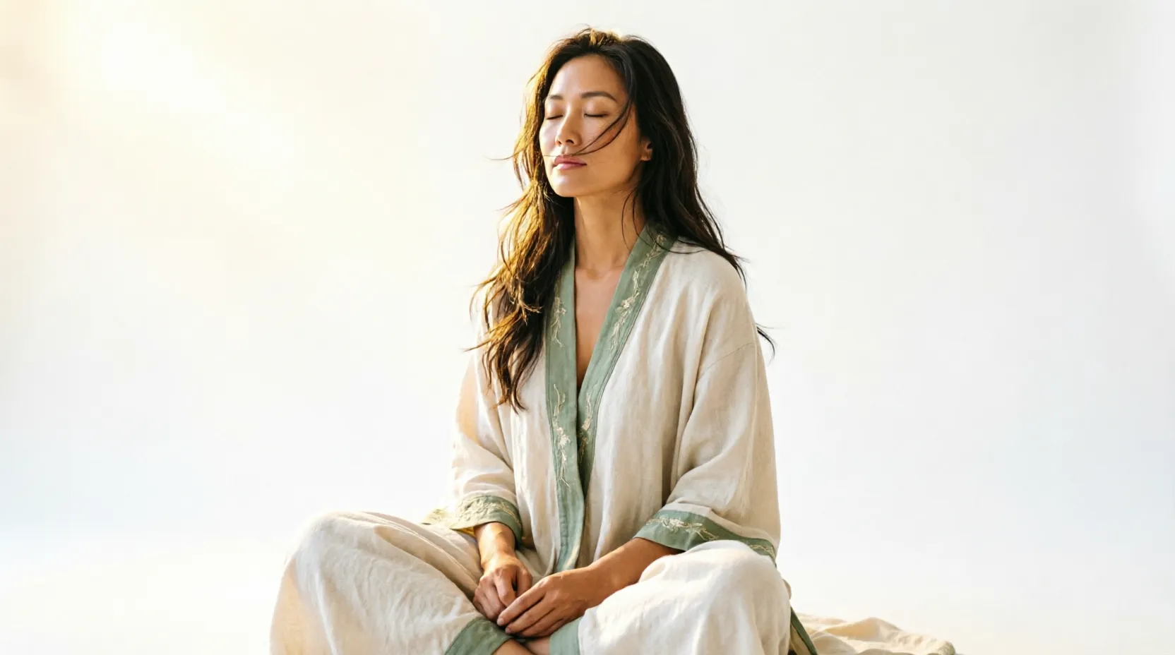 Peaceful hands with spiritual light, representing Reiki's spiritual dimension