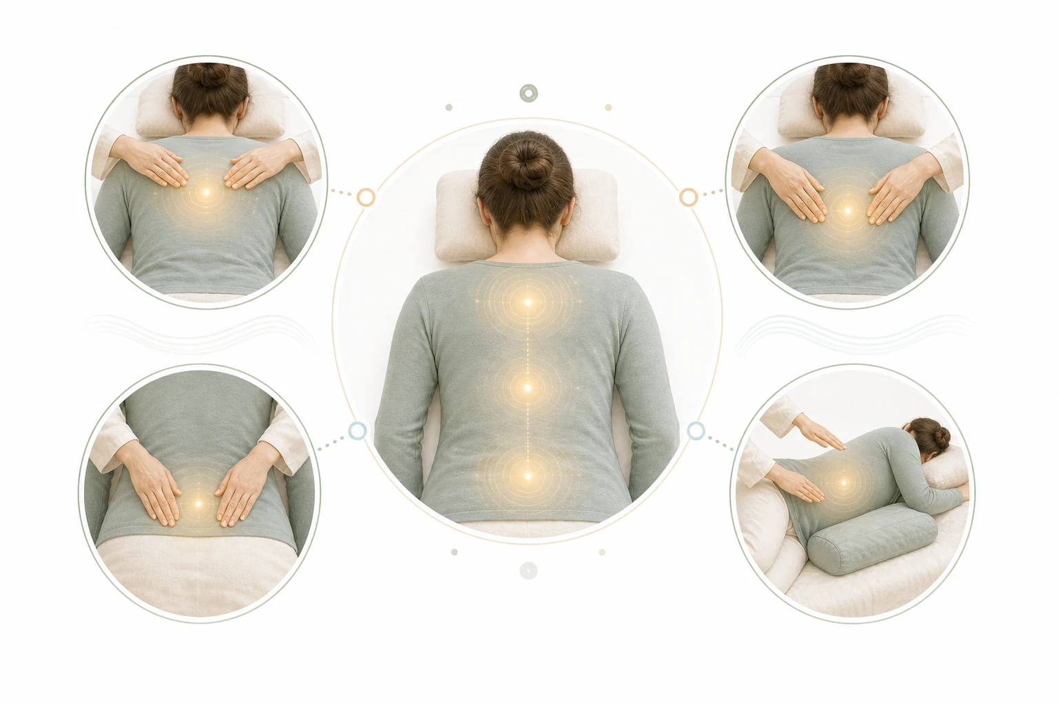 Body outline showing back hand positions