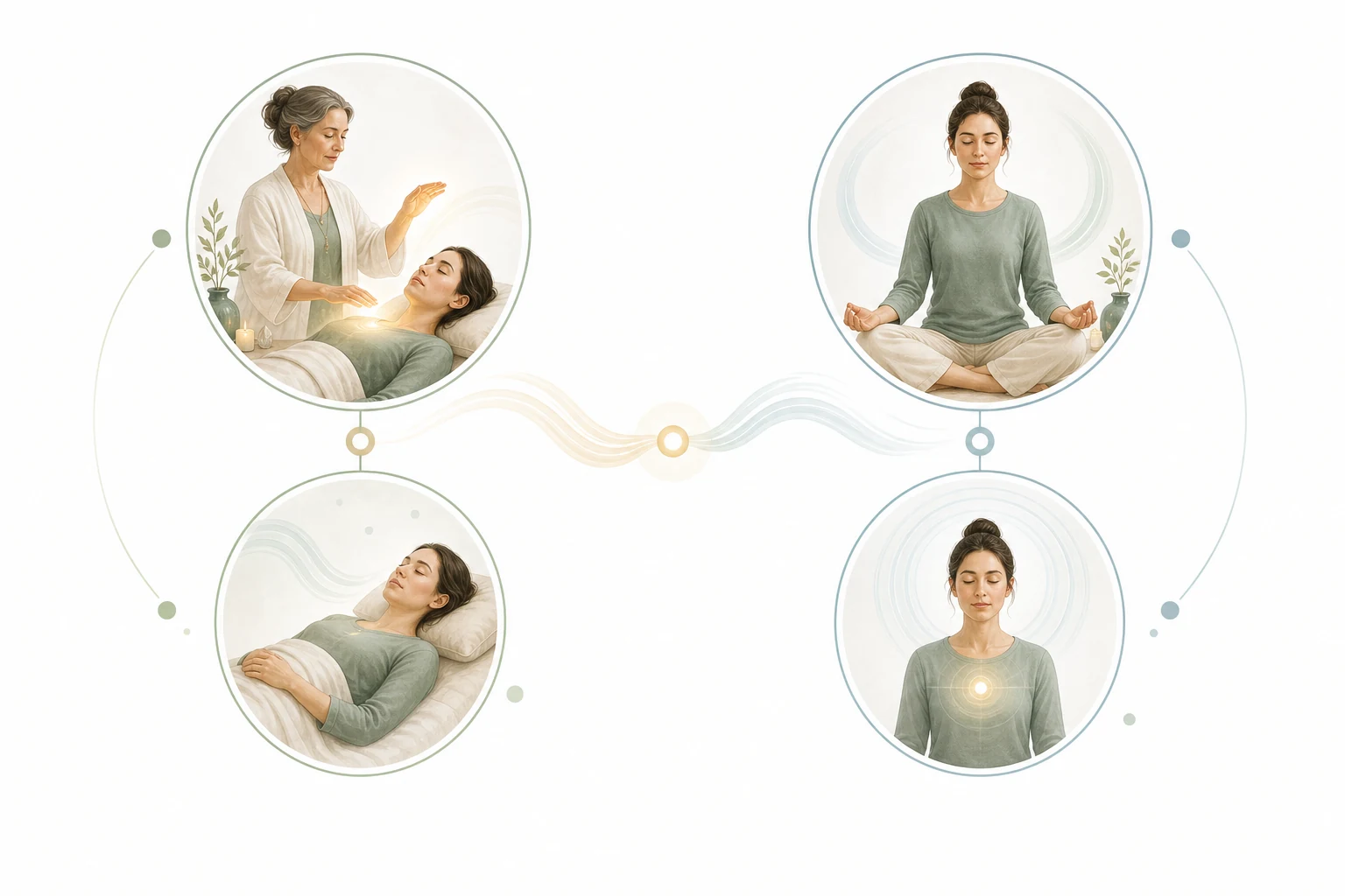 Two-column comparison: Reiki vs Meditation