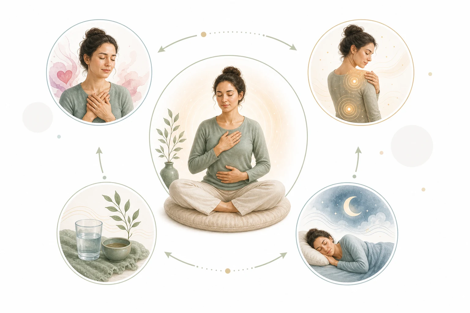 Circle diagram: fatigue, emotional release, vivid dreams, energy shifts