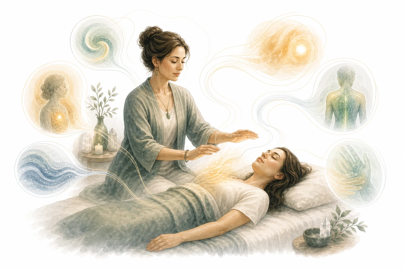 Reiki healer seeing energy and colors during a session