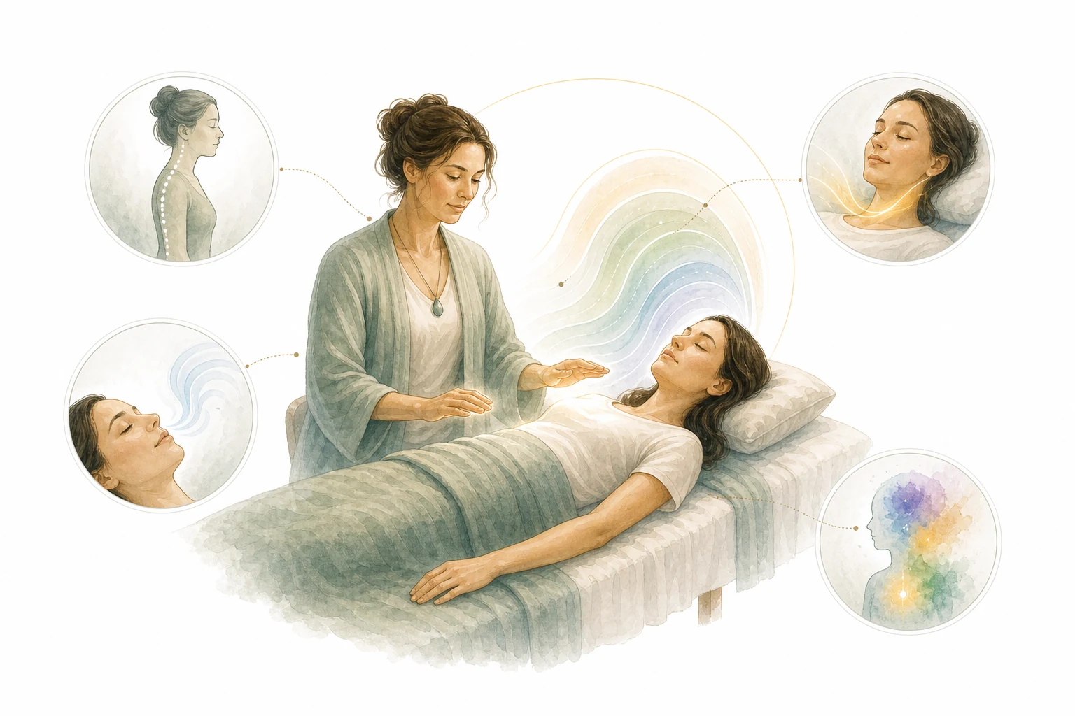 Practitioner seeing energy and colors during Reiki, representing the sight experience