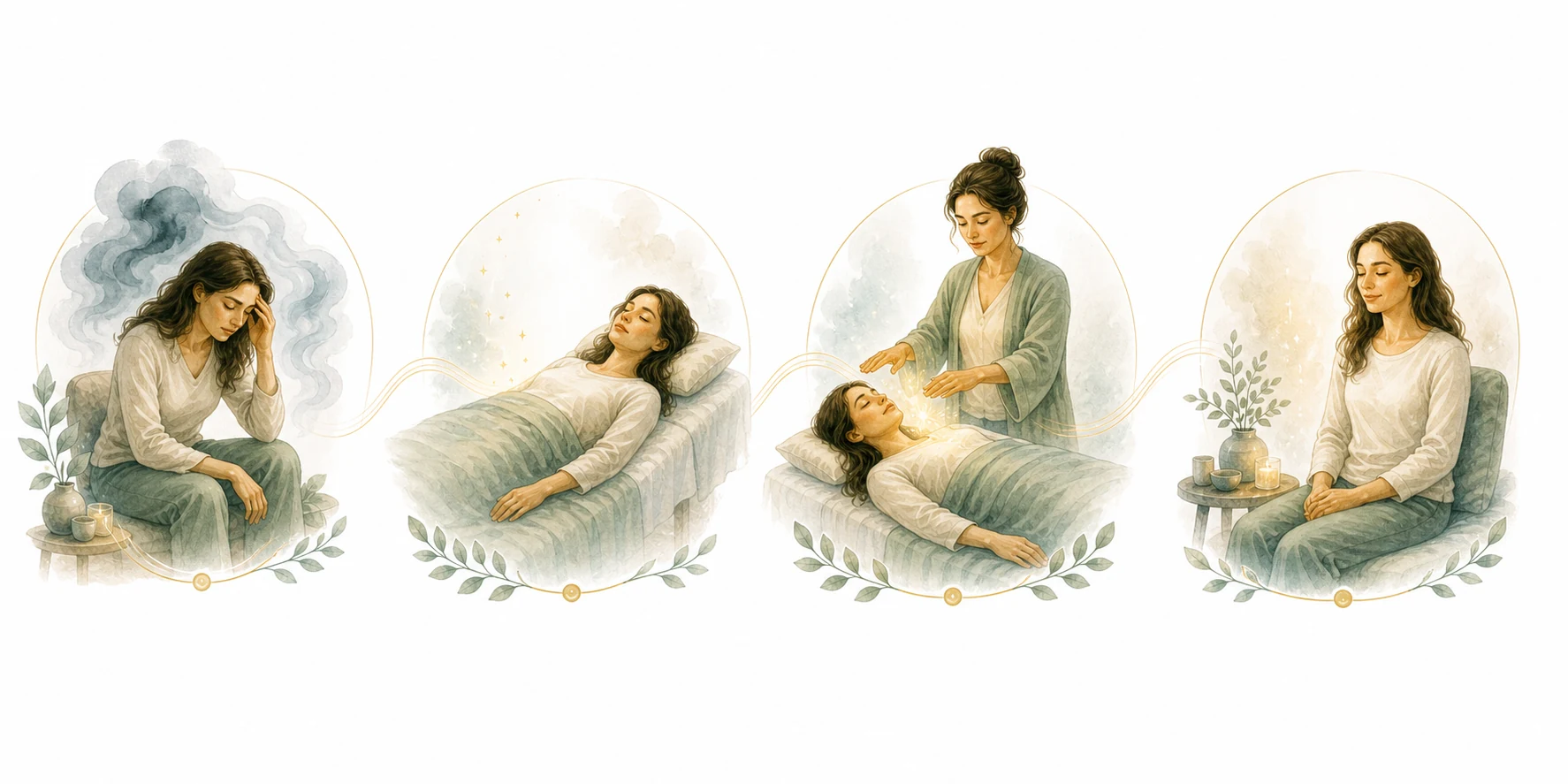 Flow diagram: Relaxation to energy flow to nervous system shift to sensations