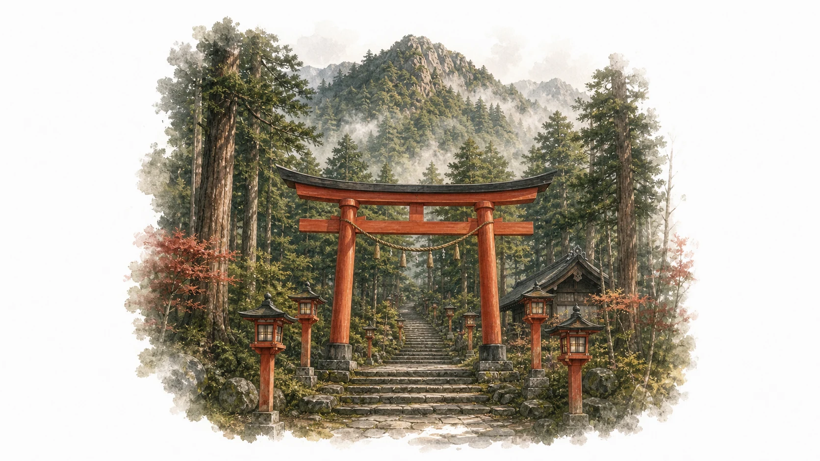 Mount Kurama with its famous path and torii gate, near Kyoto