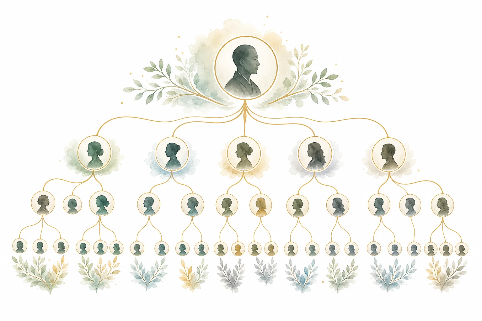 Lineage diagram: Usui to Hayashi to Takata to multiple lineages