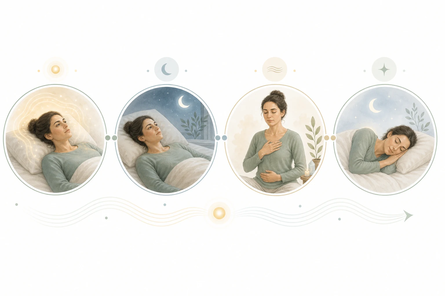 Flow diagram: Energy integration to nervous system shift to restlessness to insomnia