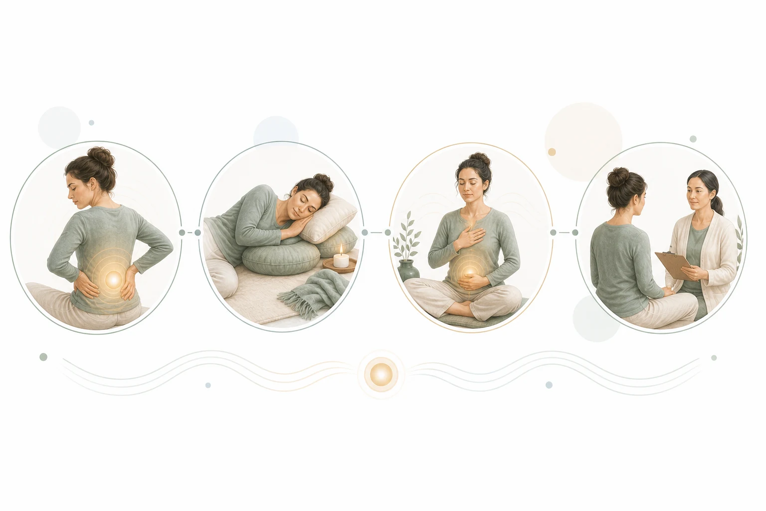 Flow diagram: Root chakra release to stored tension to back pain