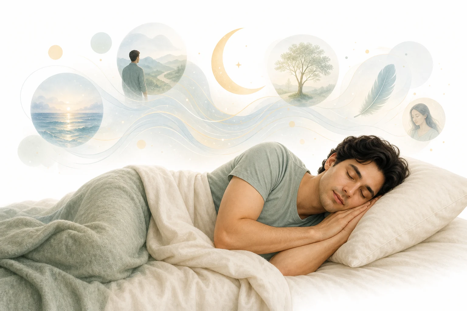 Person having vivid dreams, representing subconscious processing after attunement