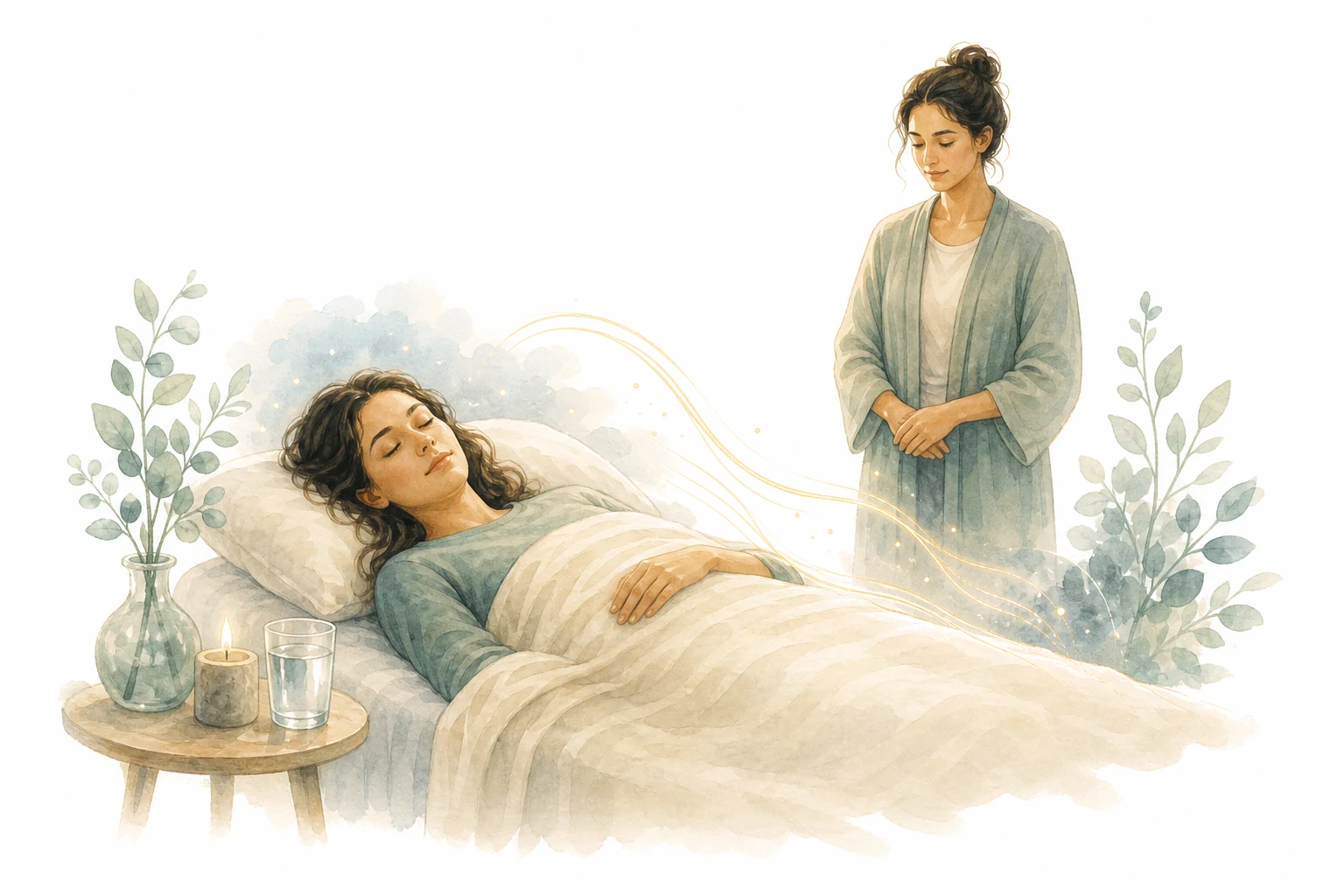 Person resting peacefully after a Reiki session, representing post-session sleepiness