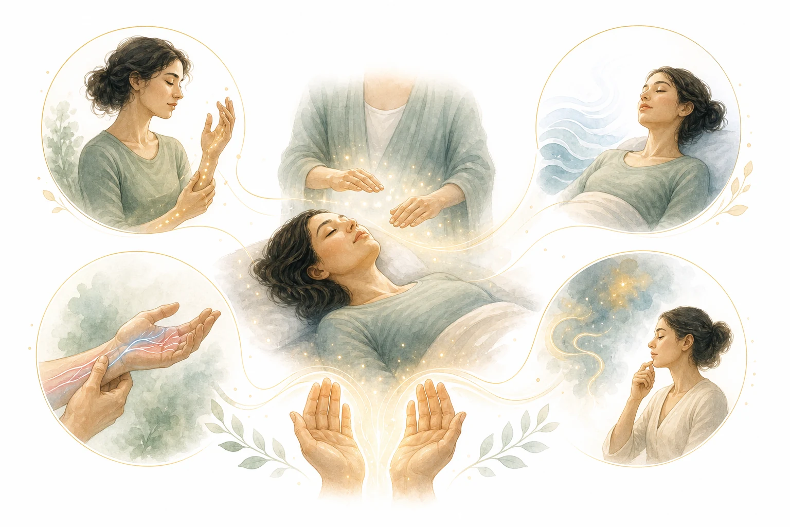 Flow diagram: Reiki session to energy flow to tingling sensation