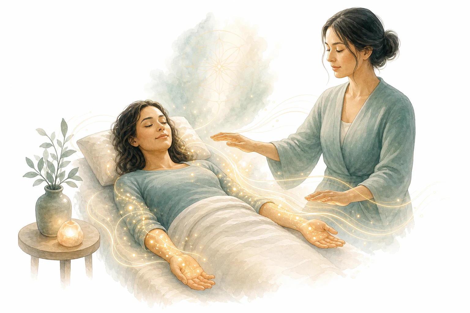 Energy flowing through body with tingling sensation, representing Reiki energy